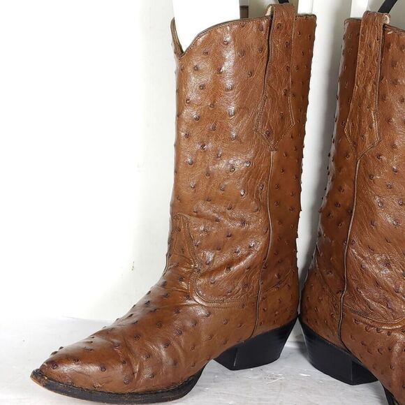 Lone Star Women’s US7B Brown Leather Full Quill Full Ostrish Western Boots - Picture 7 of 16